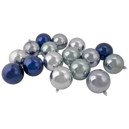 Northlight 32ct Silver And Blue Shatterproof 2-Finish Christmas Ball Ornaments 3.25" (80mm) - Image 3