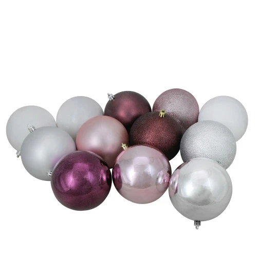 Northlight 32ct Pink And Silver Shatterproof 3-Finish Christmas Ball Ornaments 3.25" (80mm) - Image 2