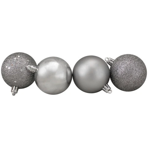 Northlight 60ct Pewter Gray Shatterproof 4-Finish Christmas Ball Ornaments 2.5" (60mm) - Image 3