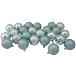 Northlight 60ct Mermaid Blue Shatterproof 4-Finish Christmas Ball Ornaments 2.5" (60mm)