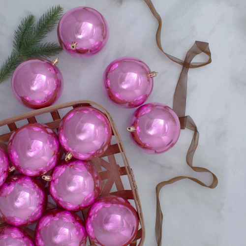 Northlight 32ct Bubblegum Pink Shiny Shatterproof Christmas Ball Ornaments 3.25" (80mm) - Image 2