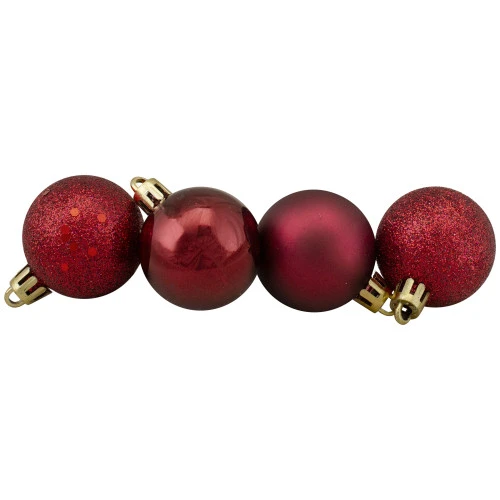 Northlight 96ct Burgundy Shatterproof 4-Finish Christmas Ball Ornaments 1.5" (35mm) - Image 2