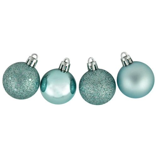 Northlight 96ct Mermaid Blue Shatterproof 4-Finish Christmas Ball Ornaments 1.5" (40mm) - Image 2