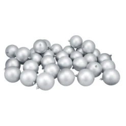 Northlight 32ct Matte Silver Shatterproof Christmas Ball Ornaments 3.25" (80mm)
