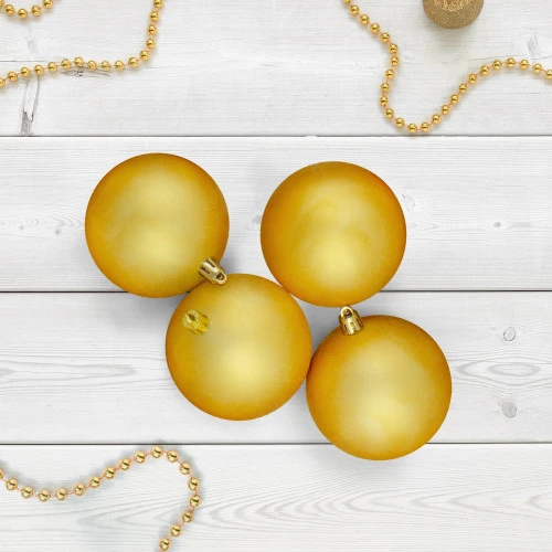 Northlight 12ct Vegas Gold Matte Shatterproof Christmas Ball Ornaments 4" (100mm) - Image 2