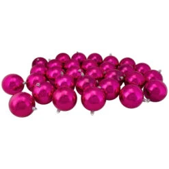 Northlight 32ct Magenta Pink Shatterproof Shiny Christmas Ball Ornaments 3.25" (80mm)