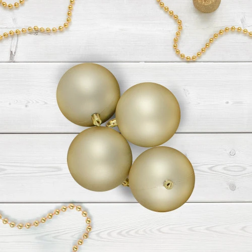 Northlight 32ct Matte Champagne Gold Shatterproof Christmas Ball Ornaments 3.25" (80mm) - Image 2