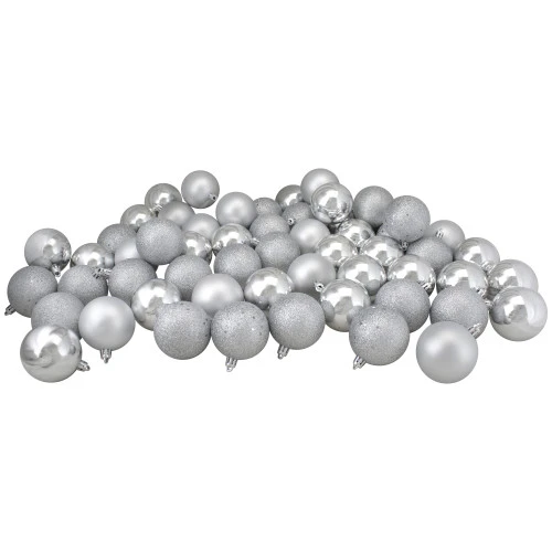 Northlight 96ct Silver Shatterproof 4 Finish Christmas Ball Ornaments 1.5" (40mm)