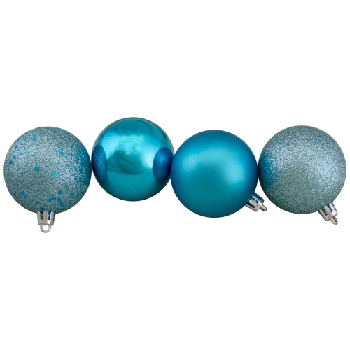 Northlight 60ct Turquoise Blue Shatterproof 4-Finish Christmas Ball Ornaments 2.5" (60mm) - Image 3