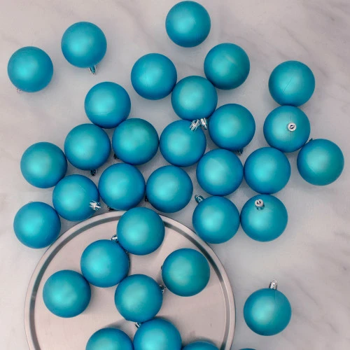 Northlight 60ct Turquoise Blue Shatterproof Matte Christmas Ball Ornaments 2.5" (60mm) - Image 2