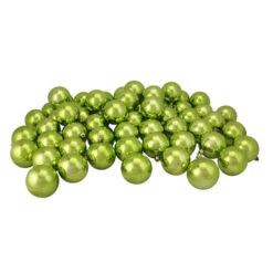 Northlight 60ct Kiwi Green Shatterproof Shiny Christmas Ball Ornaments 2.5" (60mm)