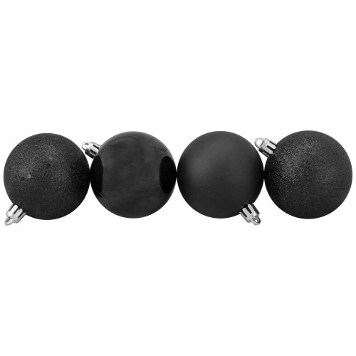 Northlight 60ct Black Shatterproof 4-Finish Christmas Ball Ornaments 2.5" (60mm) - Image 3