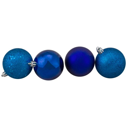 Northlight 60ct Royal Blue Shatterproof 4-Finish Christmas Ball Ornaments 2.5" (60mm) - Image 2