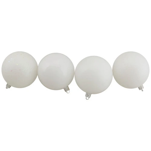 Northlight 60ct Winter White Shatterproof 4-Finish Christmas Ball Ornaments 2.5" (60mm) - Image 3