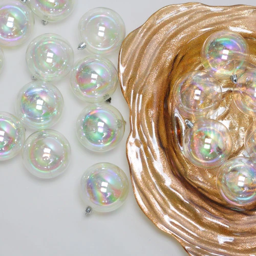 Northlight 32ct Clear Iridescent Shatterproof Shiny Christmas Ball Ornaments 3.25" (80mm) - Image 2
