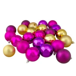 Northlight 24ct Pink, Purple And Gold Shatterproof 2-Finish Christmas Ball Ornaments 2.5" (60mm)