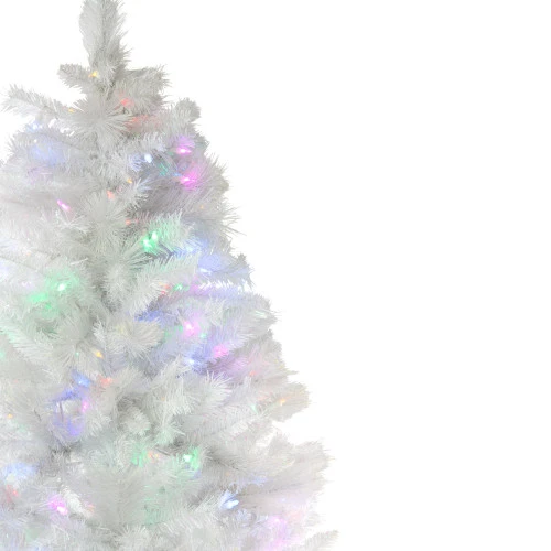 Northlight 6.5' Pre-Lit White Medium Iridescent Pine Artificial Christmas Tree - Multi Function LED Lights - Image 6