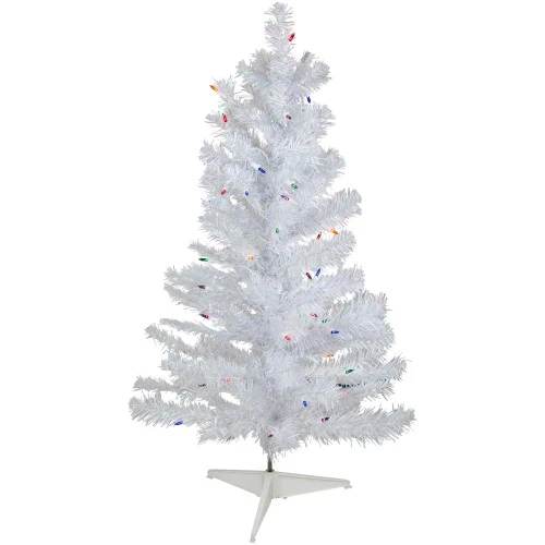 Northlight 3' Pre-lit White Iridescent Pine Artificial Christmas Tree - Multi Lights