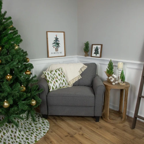 Northlight 48" Cream White And Green Forest Christmas Tree Skirt - Image 2