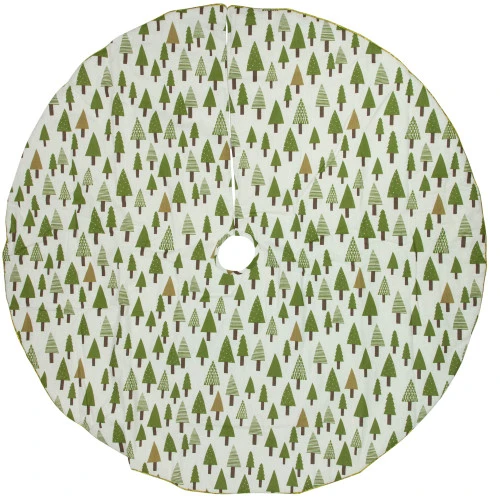 Northlight 48" Cream White And Green Forest Christmas Tree Skirt