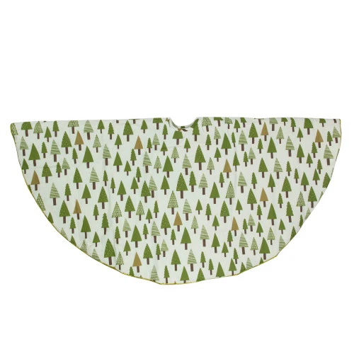 Northlight 48" Cream White And Green Forest Christmas Tree Skirt - Image 6