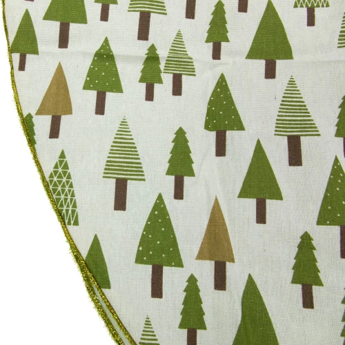 Northlight 48" Cream White And Green Forest Christmas Tree Skirt - Image 5
