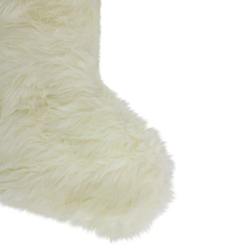 Northlight 20" Ivory White Super Soft Faux Fur Decorative Christmas Stocking - Image 3