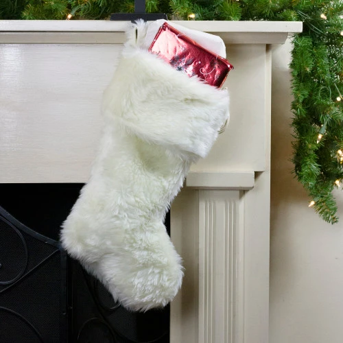 Northlight 20" Ivory White Super Soft Faux Fur Decorative Christmas Stocking - Image 2