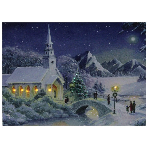 Northlight LED Fiber Optic Lighted Snow Covered Church Christmas Wall Art 15.75" X 12" - Image 3