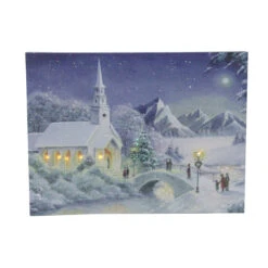 Northlight LED Fiber Optic Lighted Snow Covered Church Christmas Wall Art 15.75" X 12"