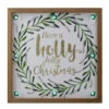Northlight 11.75" Lighted "Holly Jolly" With A Green Wreath Wood Christmas Plaque