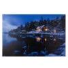 Northlight 23.75" LED Lighted Rustic Lodge Cabin On The Lake Canvas Wall Art