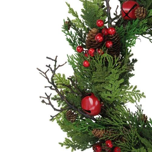 Northlight 24" Rustic Red Jingle Bell, Berry And Pine Cone Artificial Christmas Wreath - Image 3
