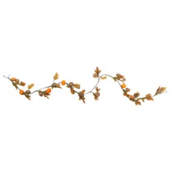 Northlight 4.75' X 1.5" Pumpkin And Fall Leaves Artificial Thanksgiving Garland - Unlit