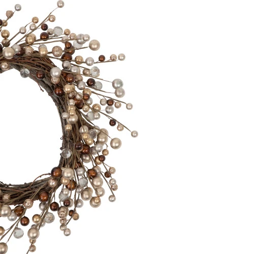 Northlight Burgundy And Silver Ball Christmas Ornament Twig Wreath, 20-Inch, Unlit - Image 3