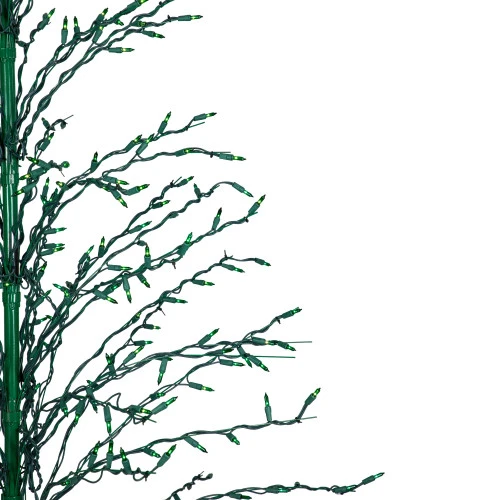 Northlight 6' Pre-Lit Green Cascade Twig Tree Christmas Outdoor Decor - Green Lights - Image 2
