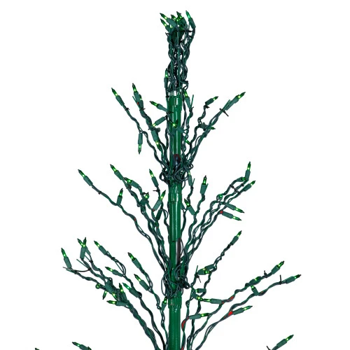 Northlight 6' Pre-Lit Green Cascade Twig Tree Christmas Outdoor Decor - Green Lights - Image 3