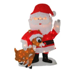 Northlight 32" Red And White Prelit Waving Santa Claus Christmas Outdoor Decor