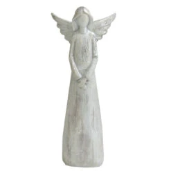 Northlight 11" Gray And Silver Faux Wood Grain Angel Christmas Figure