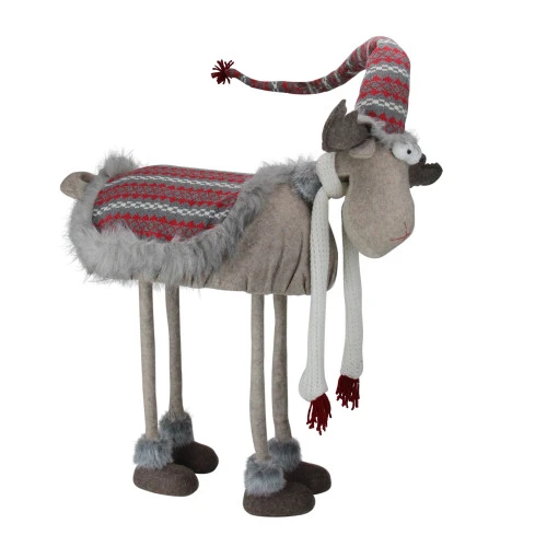 Northlight 29" Gray And Red Nordic Standing Moose Christmas Figurine - Image 2