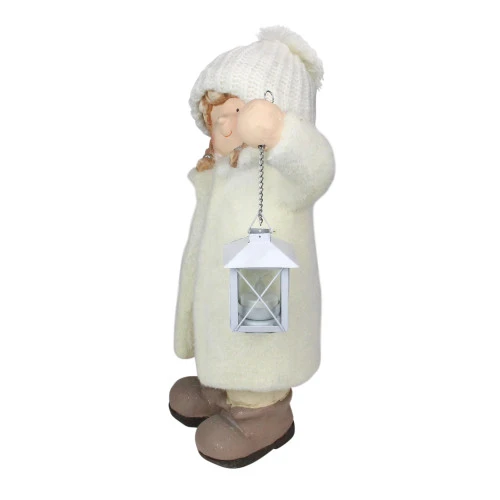 Northlight 17.25" Winter Girl In White Holding A Tealight Lantern Christmas Tabletop Figurine - Image 2