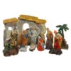 Northlight 13-Piece Gray Traditional Religious Christmas Nativity Figurine With Stable 23.25"