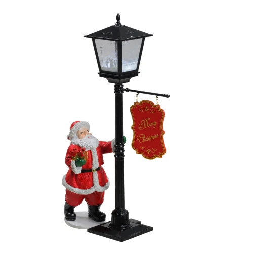 Northlight 14.5" Mini Snowing Street Lamp And Santa Claus Christmas Table Top Display - Image 2