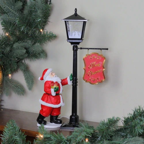 Northlight 14.5" Mini Snowing Street Lamp And Santa Claus Christmas Table Top Display - Image 3
