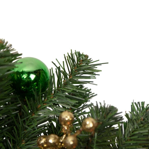 Northlight 30" Green Foliage And Ornaments Artificial Christmas Teardrop Swag, Unlit - Image 3