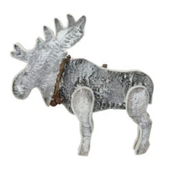 Northlight 16" Gray Natural Wood Standing Christmas Moose Table Top Figure