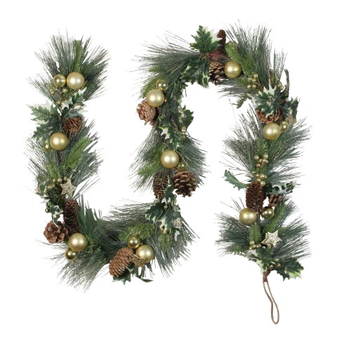 Northlight 6ft Long Needle Pine With Winter Foliage And Stars Christmas Garland - Unlit