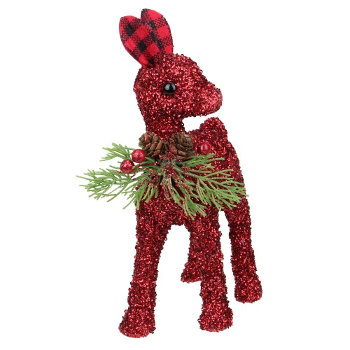 Northlight 10.25" Red And Black Embellished Standing Reindeer With Buffalo Plaid Ears - Image 3