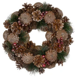 Northlight 12" Pine Cone And Berries Glitter Artificial Christmas Wreath - Unlit