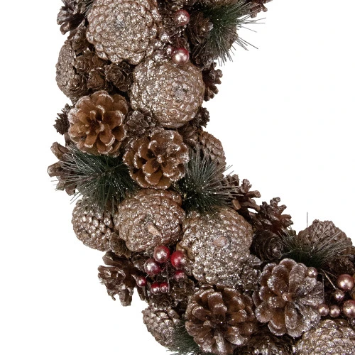 Northlight Glittered Pine Cones And Berries Artificial Christmas Wreath - 19-Inch, Unlit - Image 2
